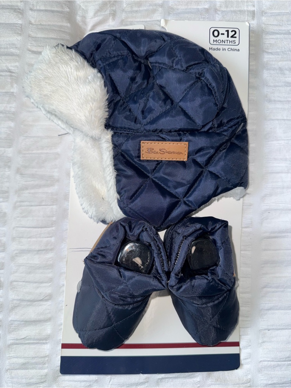 Ben Sherman Baby Boy Hat and Booties Set Navy Blue 0-12 Months NEW !
